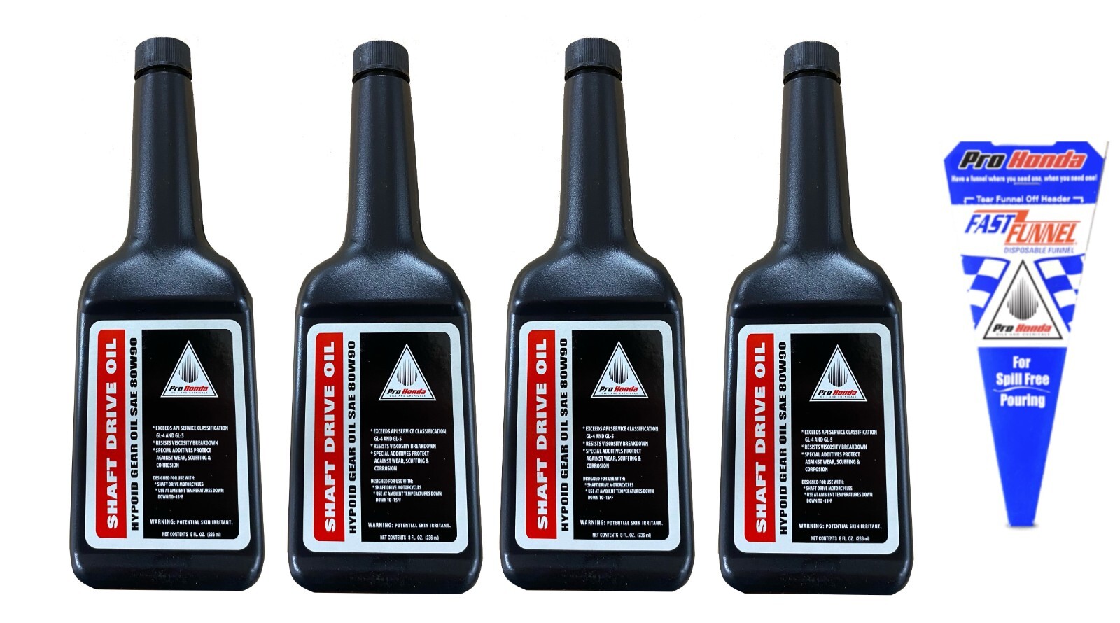 4 Pack OEM Honda Shaft Drive Oil Differential Gear Oil 80W90 08208-0080 w Funnel
