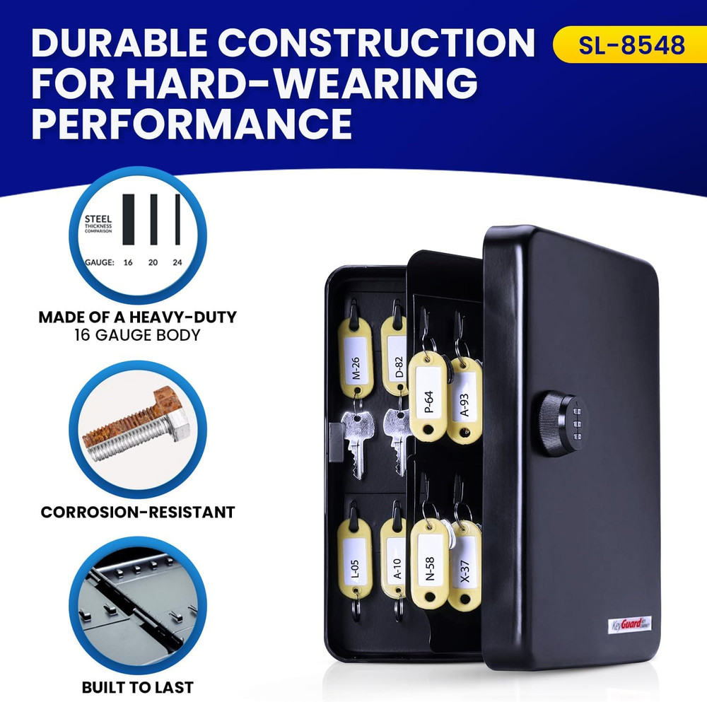 SL-8548 Combination Key Cabinet, 48 Hook, Black Finish
