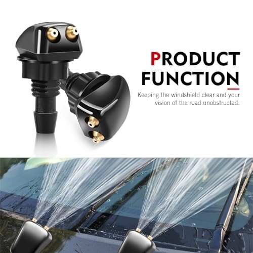 2PCS Windshield Washer Nozzle, Front Windshield 2 PCS #Straight Column Black