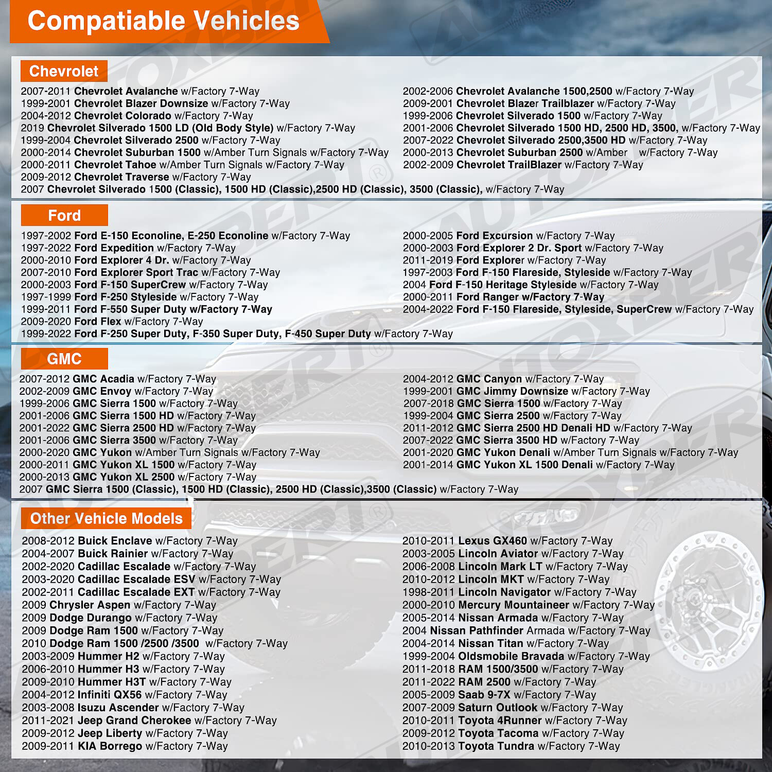 Multi Tow 7 Way Trailer 4 Pin Flat Connector Plug Adapter For Silverado USCAR OE