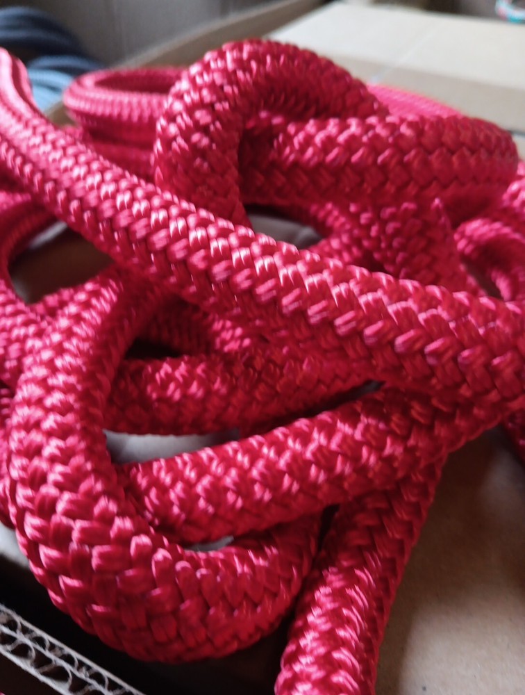 9/16 x 50 ft. Double Braid-Yacht Braid Polyester Rope. Red