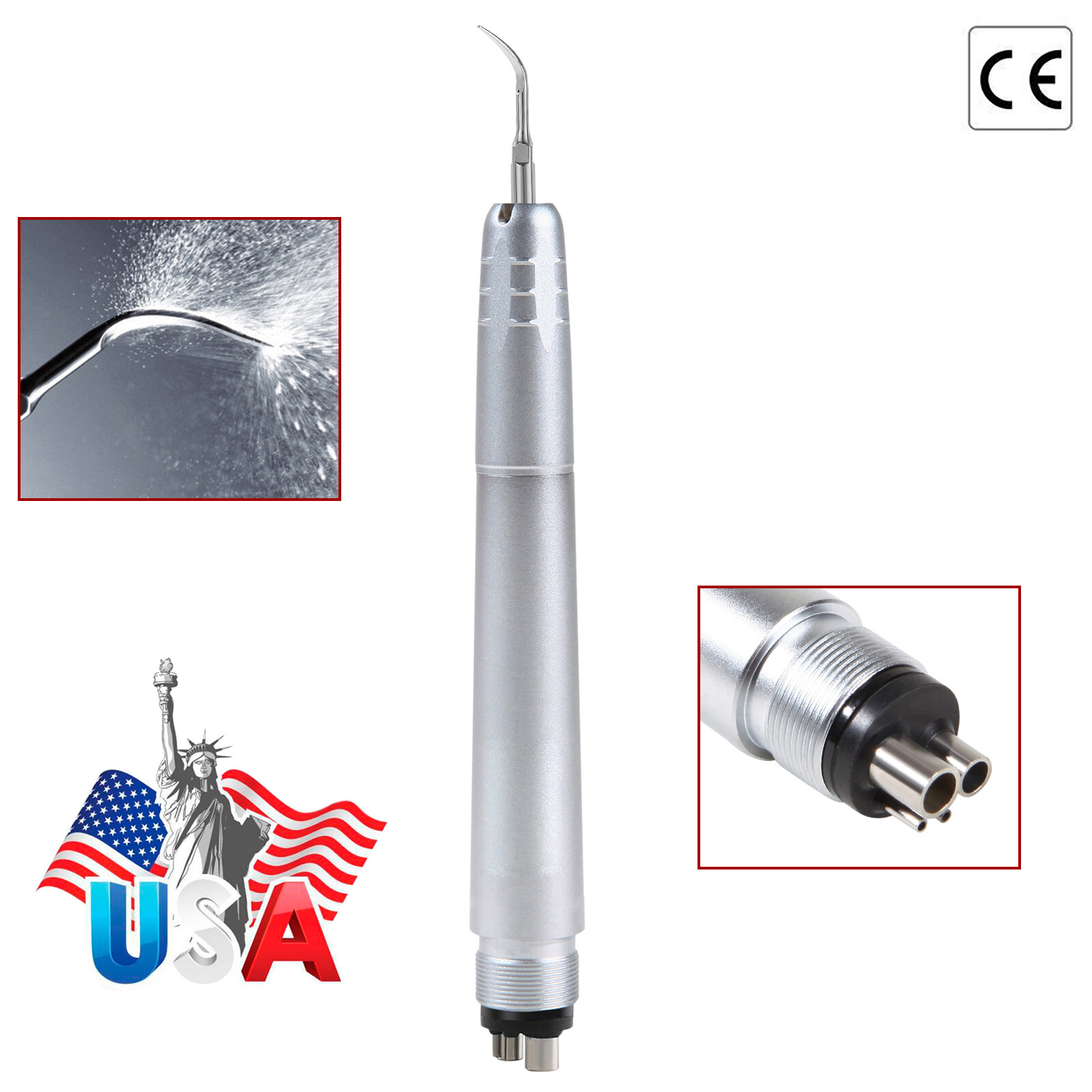Dental Piezo Ultrasonic Air Scaler Handpiece Hygienist 4Holes With 3 Tips/ 10 G3