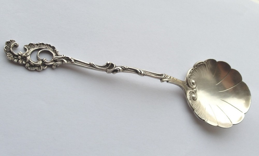 Rococo Spoon/ Serving Spoon, Adam Manns & Son, 800 Silver, around 1900 E438