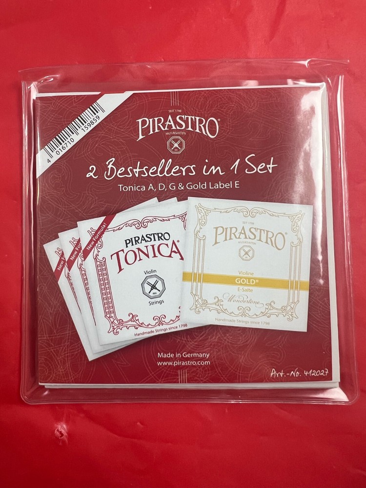 100% Authentic Pirastro Tonica Violin String Set 4/4 A,D,G Gold Label E LOOP