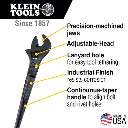Klein Tools 3239 16 in. Adjustable-Head Construction Wrench