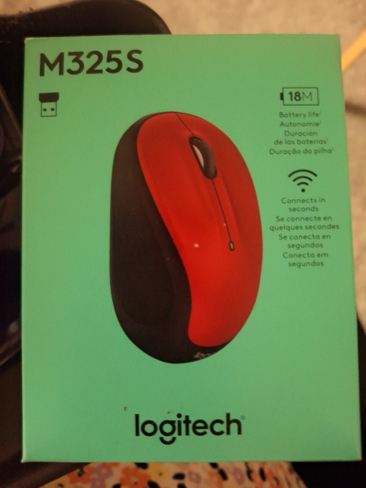 Logitech M325S Wireless USB Ambidextrous Mouse, SEALED, Red