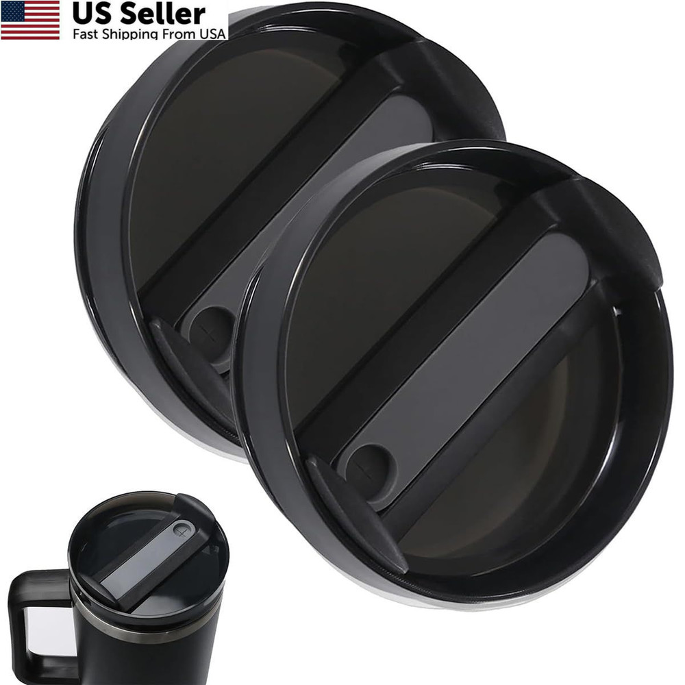 2 Pack 40 OZ Tumbler Lid Replacement Spill Proof for Stanley Cup Black From USA
