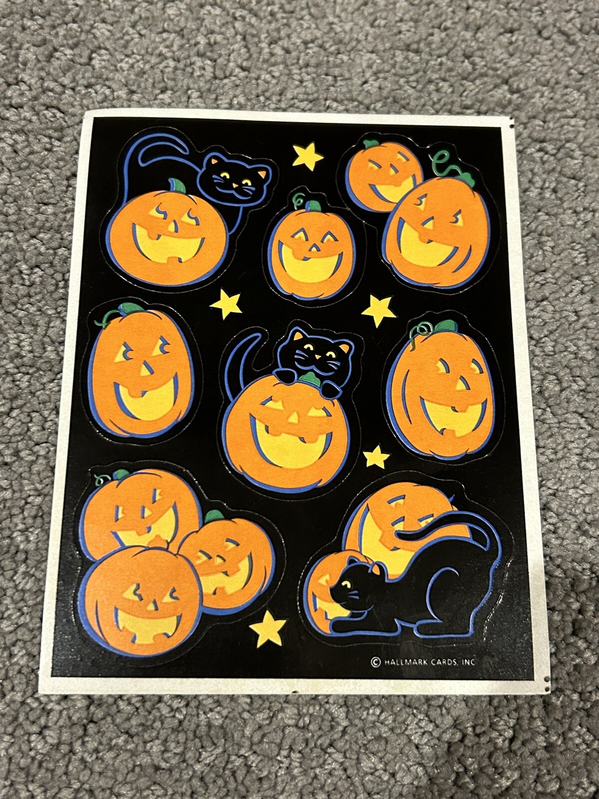 4 New Sheets Rare Vintage Hallmark Halloween Black Cats Jack O Lanterns Sticker