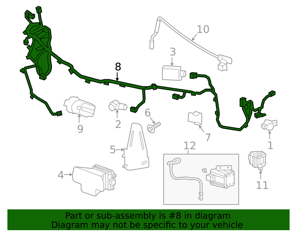Genuine GM Front Object Alarm Sensor Wiring Harness 84878404