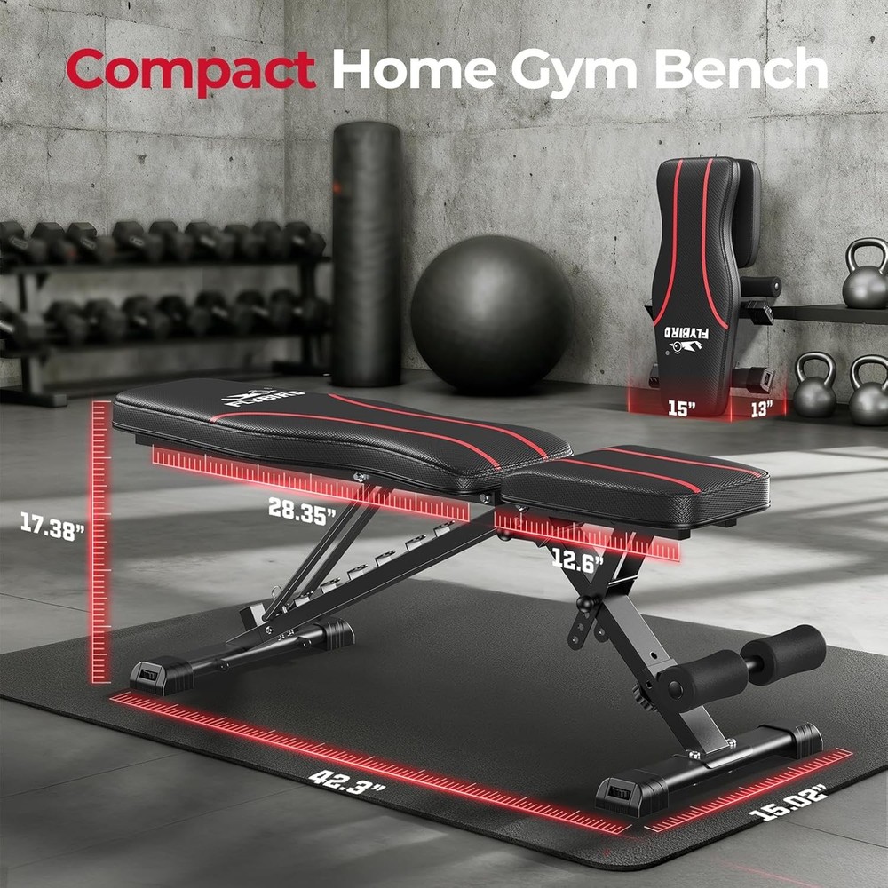 Adjustable Utility Weight Bench - Compact & Foldable for Full Body Workouts