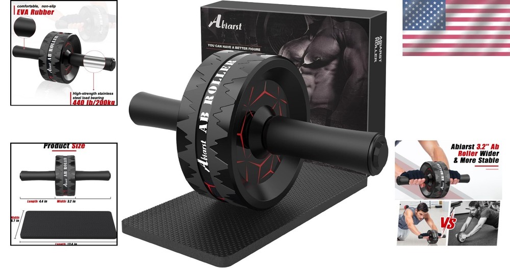 Durable Ab Roller with Knee Pad - Perfect for Efficient Core Workouts at Home