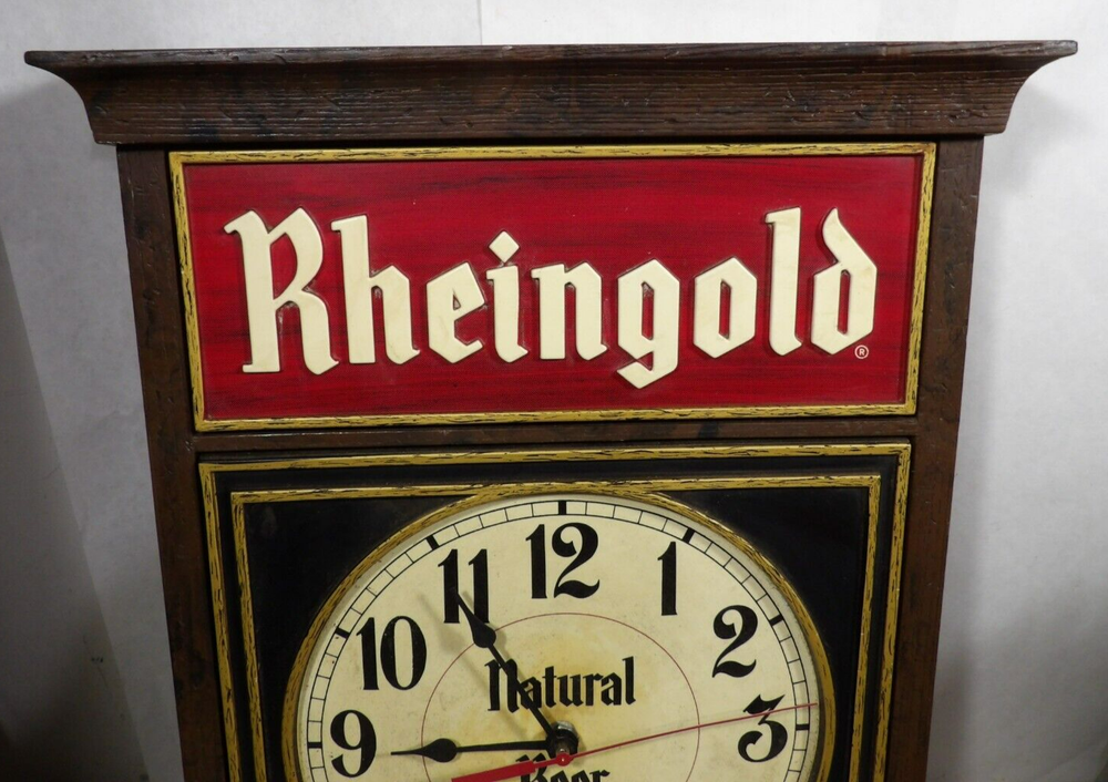 Vintage 1973 Rheingold Beer Wall Clock Sign Working