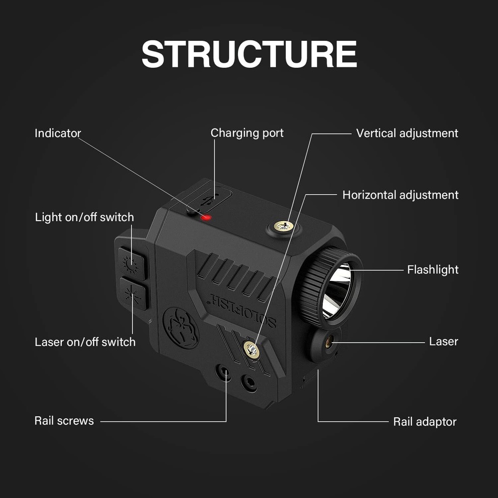 SOLOFISH 700/ 500lm Tactical Flashlight Compatiable Blue Laser Light Combo
