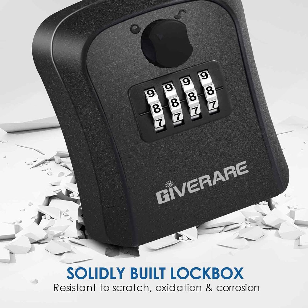Combination Lockbox Waterproof Outdoor Wall Mount Key Storage