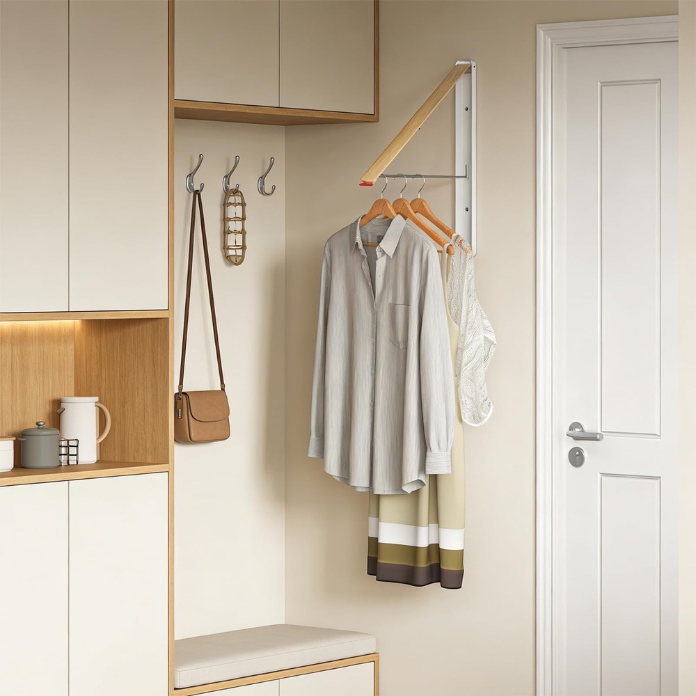 Clothes Drying Rack Wall Mounted for Laundry, Retractable & Foldable Clothes ...