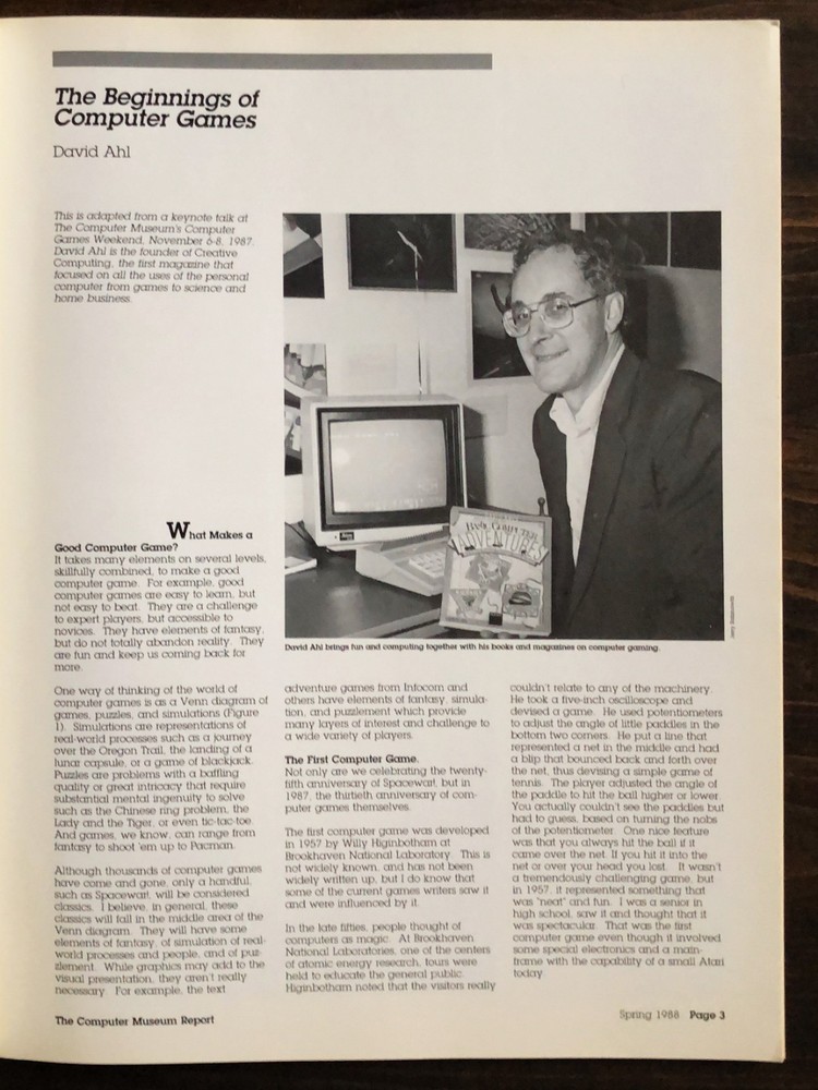 The Computer Museum Report - Spring 1988 - Volume 22
