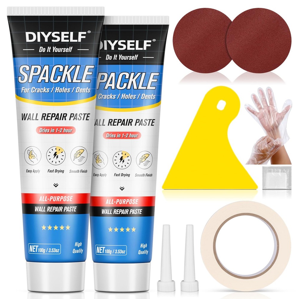 DIYSELF 9 Pack Drywall Repair Kit, Surface Spackle 9 Pack, White