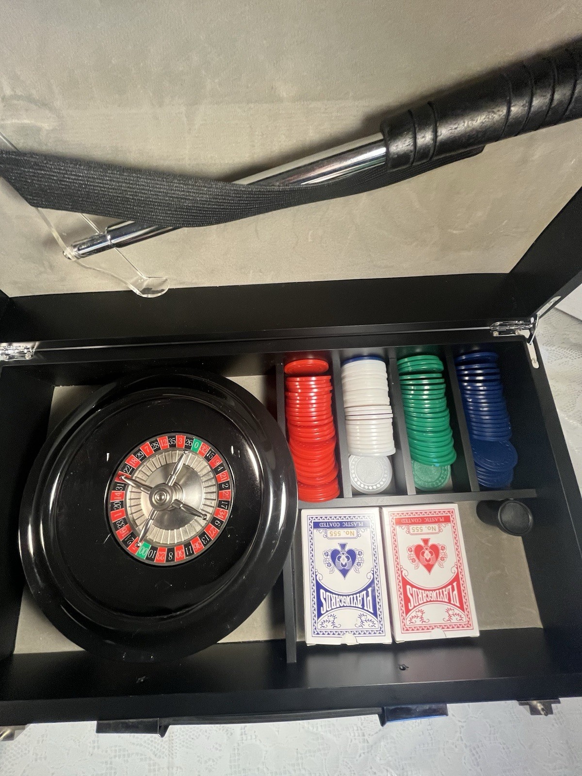 Roulette Casino Game Set w/ Wheel, Felt Layout, Chips & Cards Tabletop Gambling