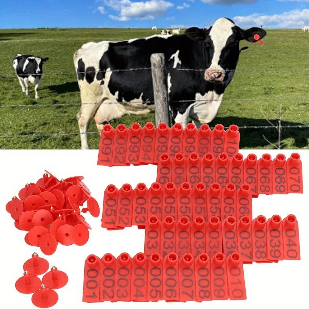 Livestock Ear Tag Felenny 1-100 Numbers Animal Tags for Cow Cattle Goat Sheep Pi