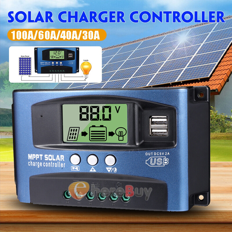 100A Solar Charge Controller Solar Panel Battery 12V/24V Timer Setting MPPT Auto