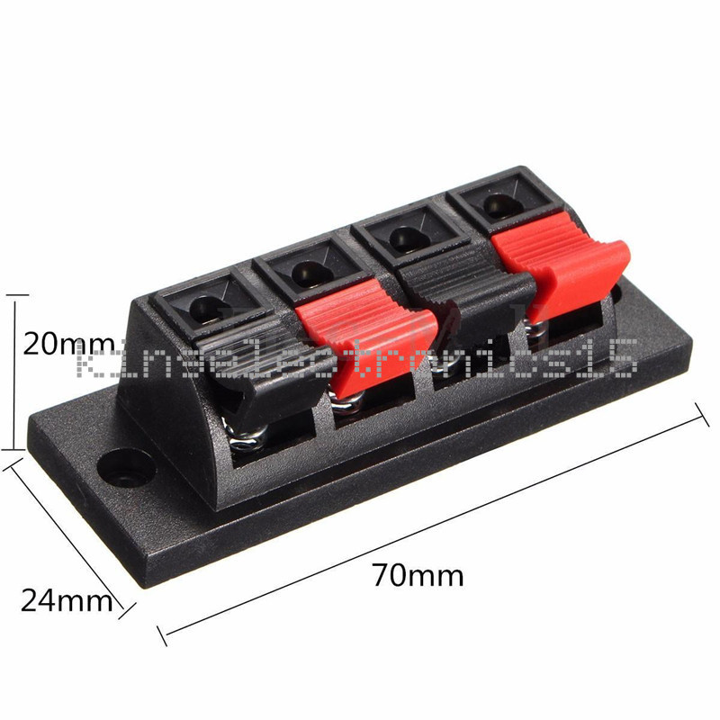 4 Way Push Release Connector Plate Stereo Speaker Terminal Strip Block