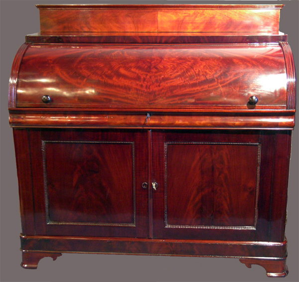 AMERICAN CLASSICAL CYLINDER DESK Signed J.W. Meeks