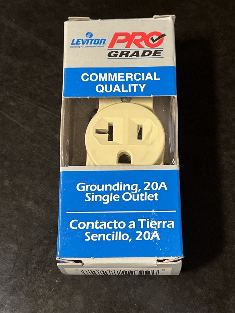 Leviton Pro Grade/Comm. Single Outlet, #5801-ISP, 20A/125VAC