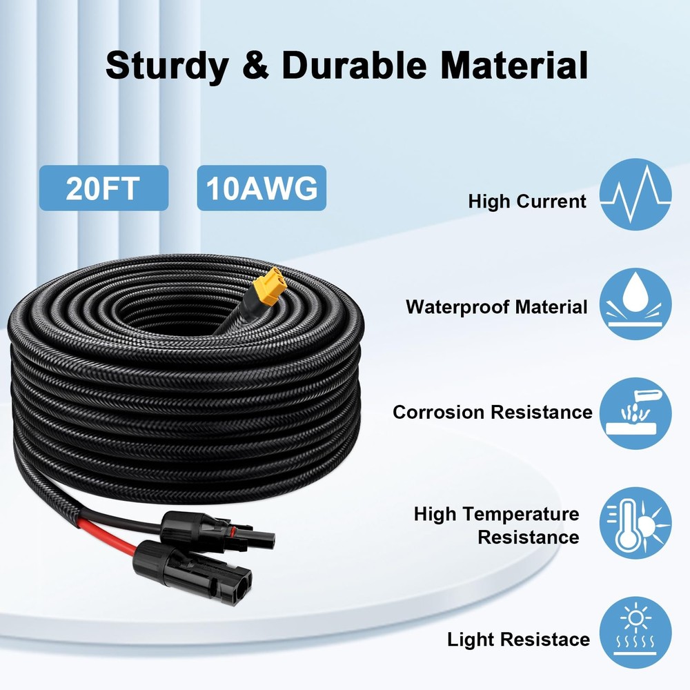 MOOKEERF Solar to XT60 Cable 10AWG 20FT Connector Adapter
