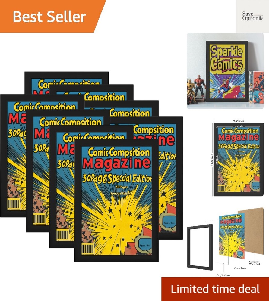 8 Pack Comic Book Frames, Fits Current 6 3/4 X 10 1/4, Wall/Tabletop Display