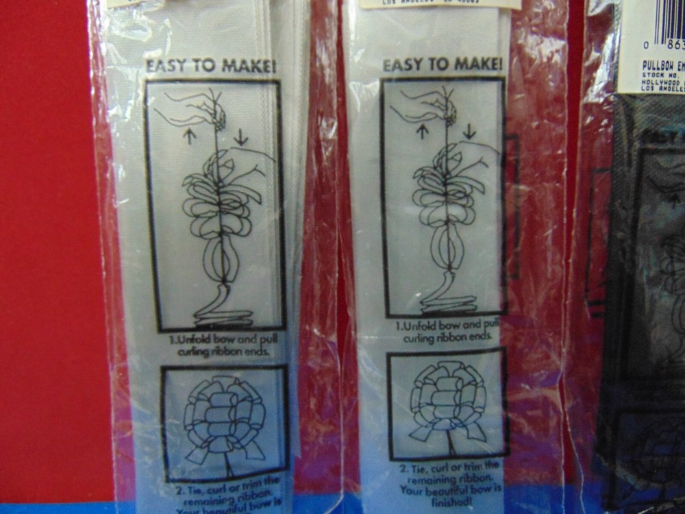 4 Pack Hollywood Ribbon Large 5" Pull String Bow New & Sealed