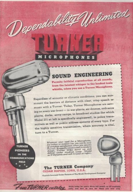 Vintage 1940's TURNER 211 Dynamic Microphone-working with stand & cable