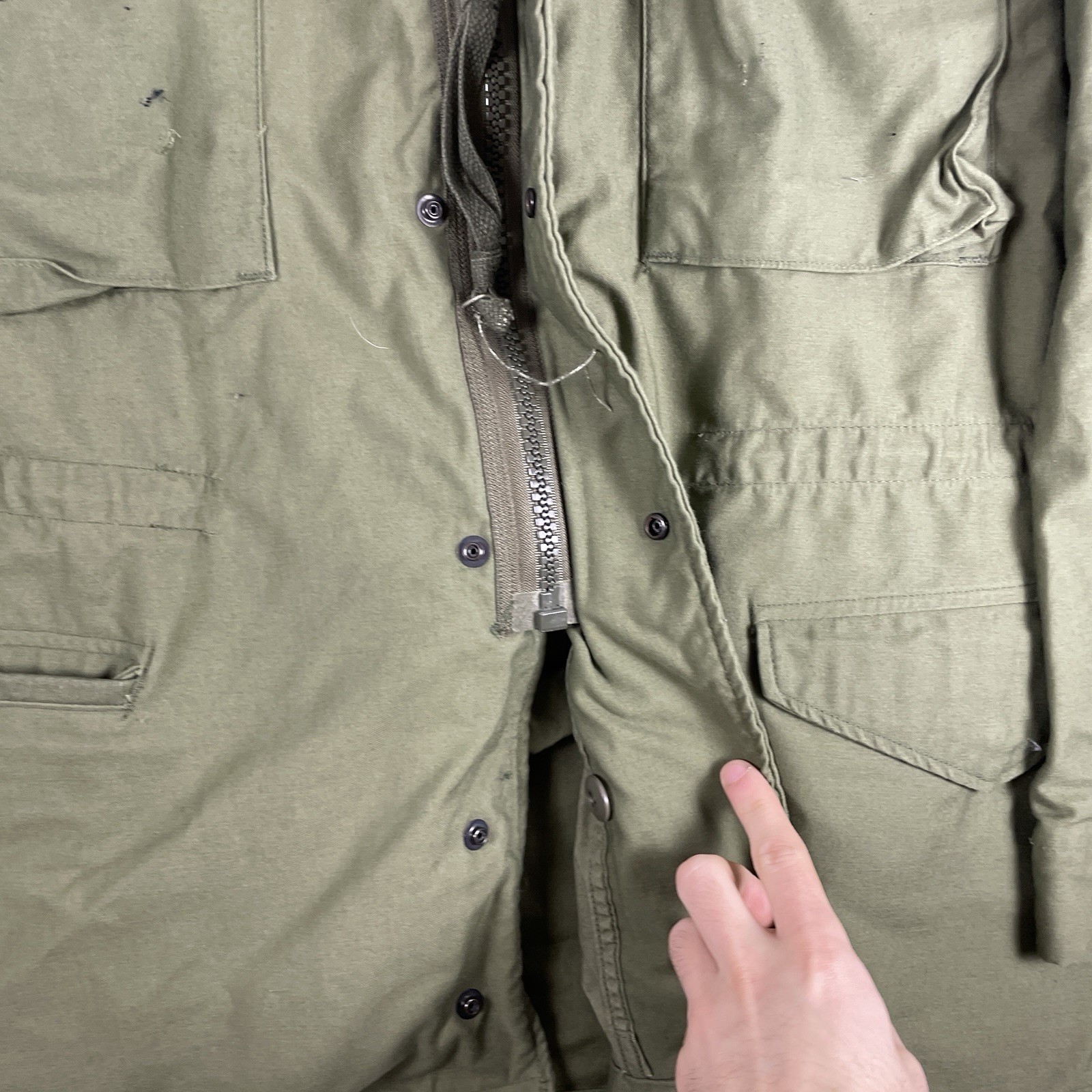 VTG 80s Coat Cold Weather Field OG107 US Military Issue Jacket Mens Medium