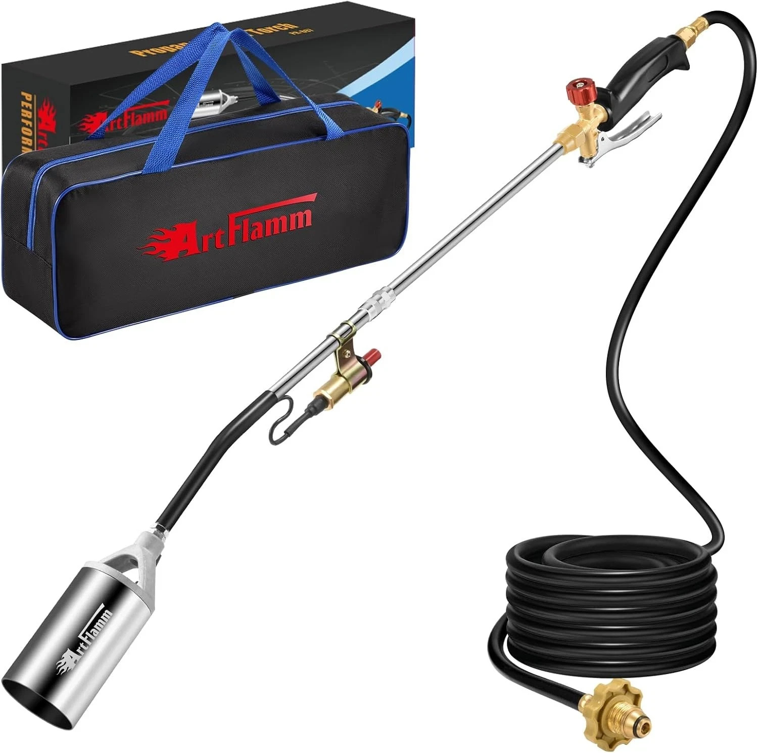 Portable Propane Torch Weed Burner – High Output BTU Flame Torch with 10FT Hos