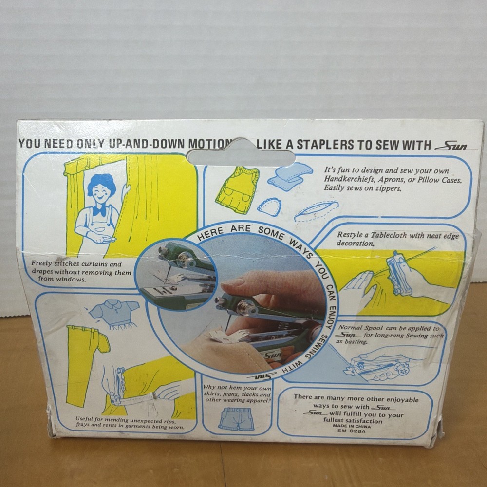 New Vintage Sun Automatic Feed Hand Held Mini blue Sewing Machine