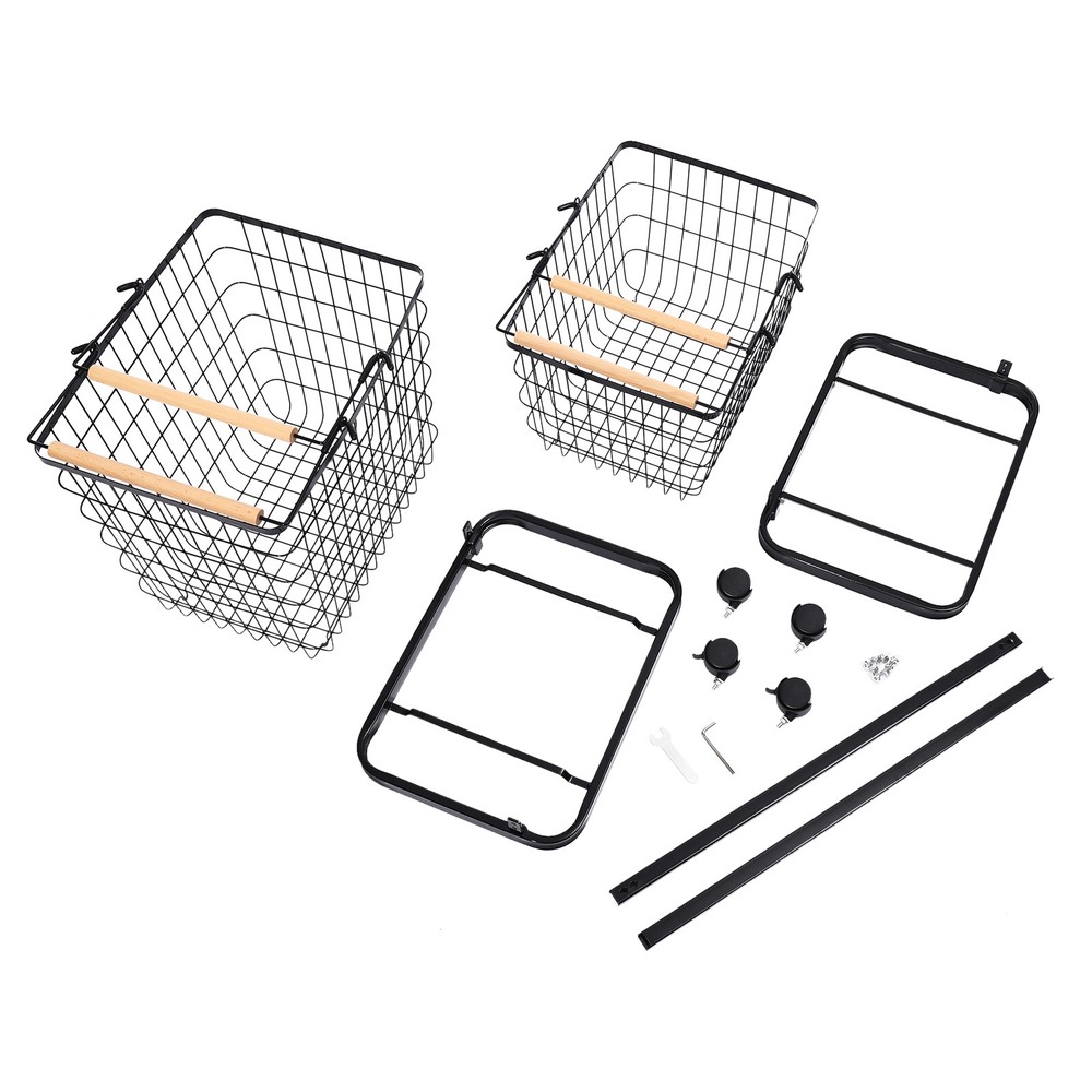 2 Tier Laundry Basket Metal Black Rectangular Laundry Basket With Wheels