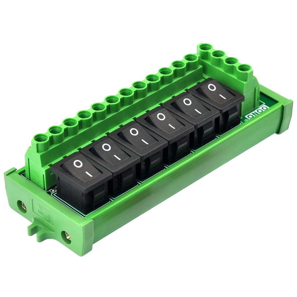 Screw Mount 6 Channel Rocker Switch DC Power Distribution Strip Module