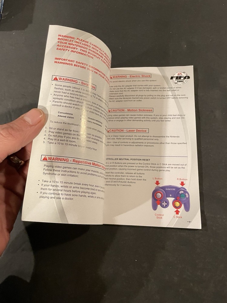 Fifa 2002 GameCube Manual only