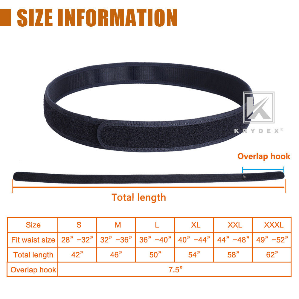 KRYDEX 1.5 inch Loop Liner Inner Belt Tactical EDC Waist Duty Inner Belt Nylon