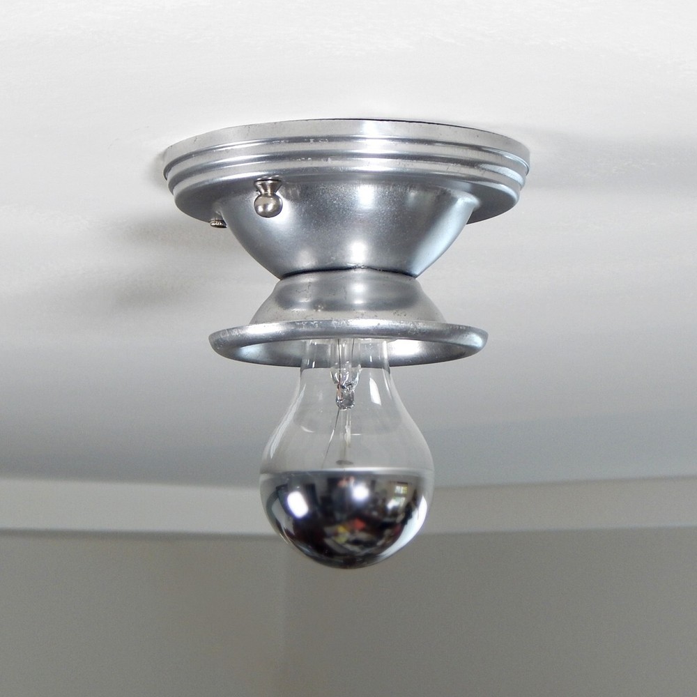 Vintage Aluminum Flush Mount Ceiling Light Fixture