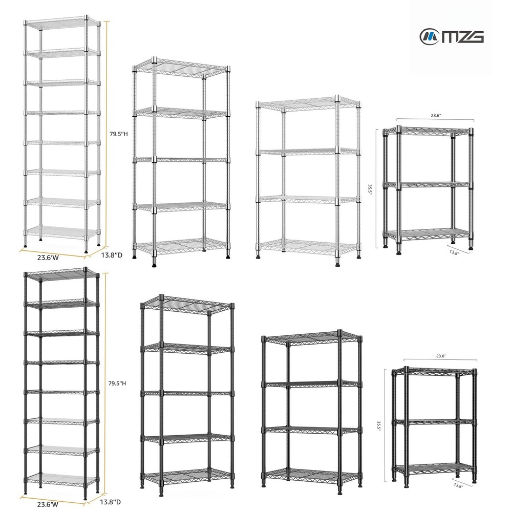 MZG Wire Utility Shelving Storage Shelves Adjustable Kitchen Garage Shelf Racks