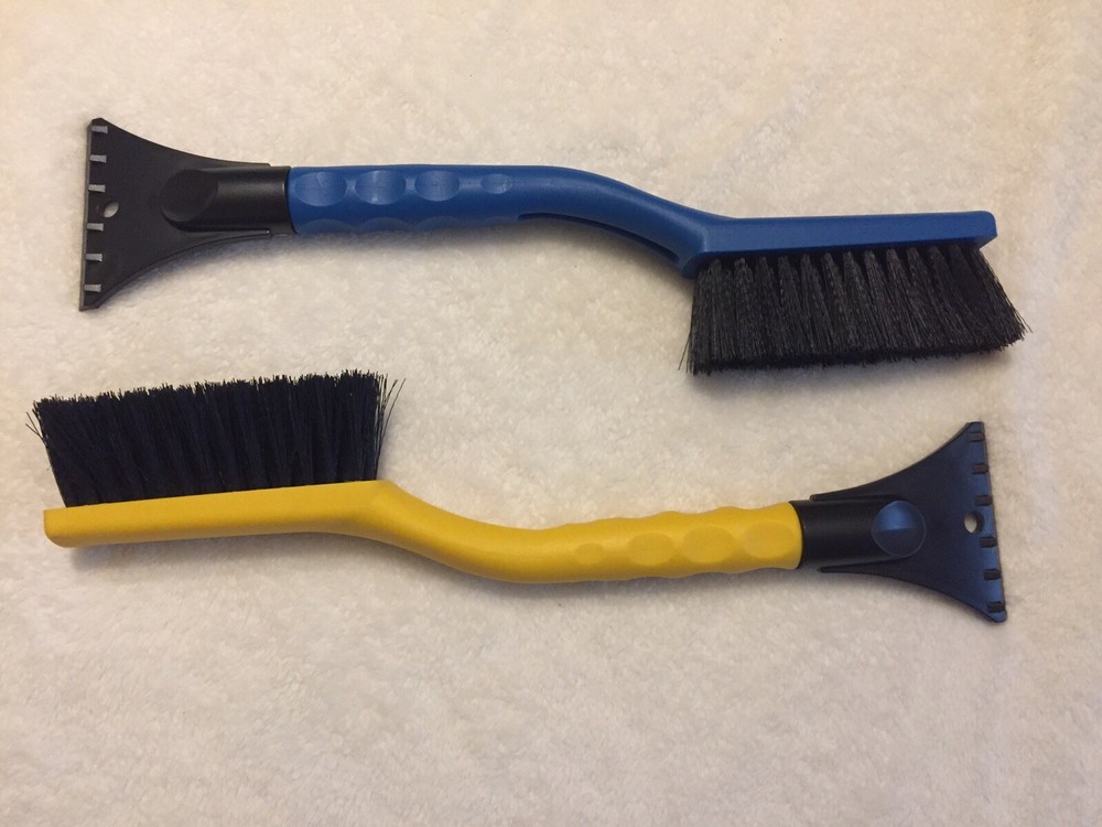 Snow Brush Ice Scraper 2 Pack One Blue One Yellow New