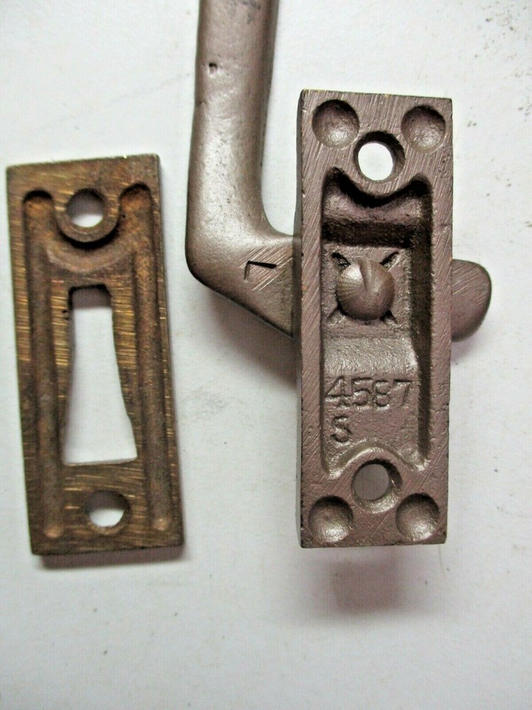 4587S Solid Brass Casement Window Bronze Locking Handle Left Hand Vintage 1950s