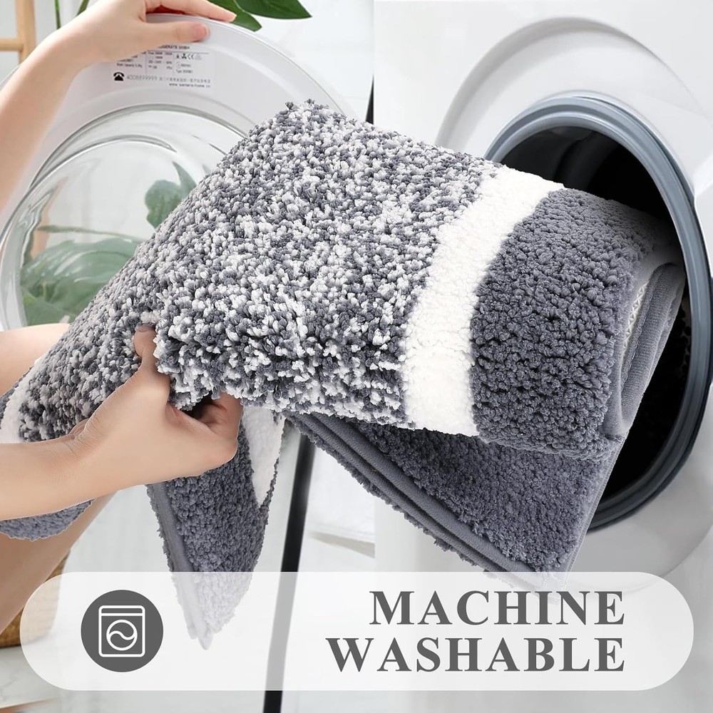 Bathroom Mat Set, 3-Piece Set, Microfiber Plush Bathroom Set