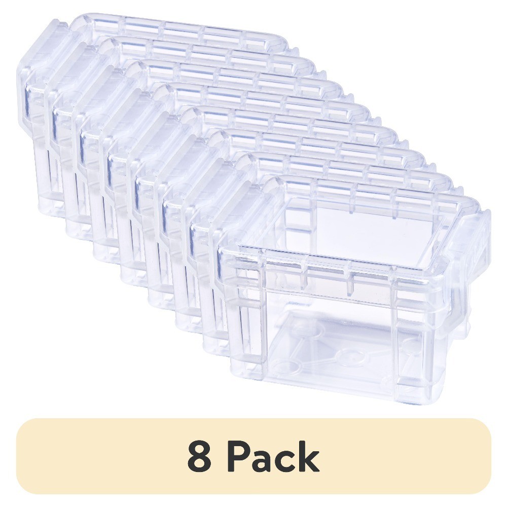 Clear Plastic Pixie Box Storage Container Desktop Organizer Set of 8