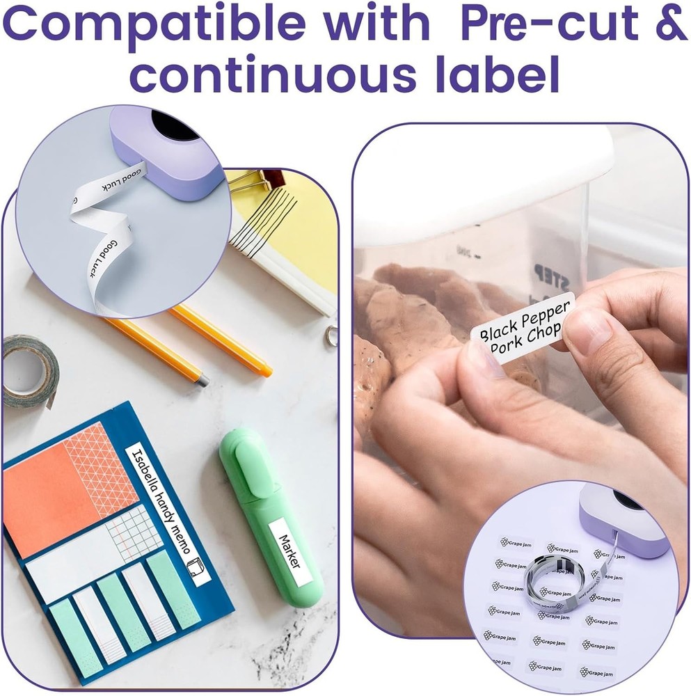 Portable Mini Thermal Label Printer with Bluetooth and Rechargeable Battery