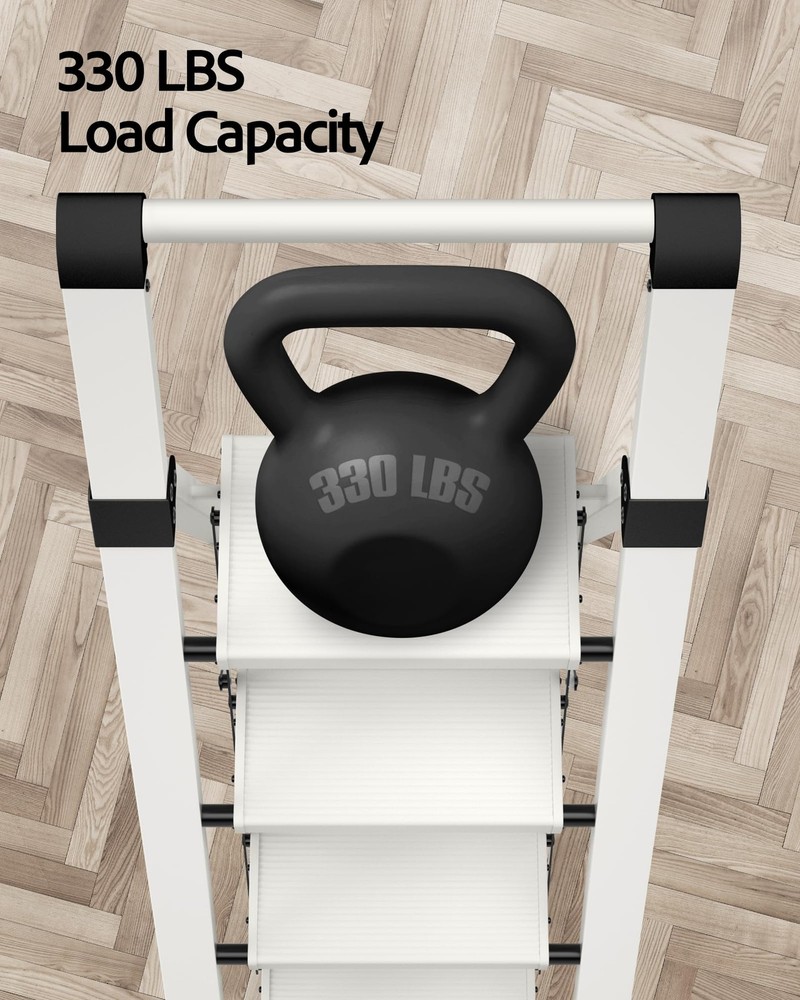 4 Step Ladder, Lightweight Aluminum Step Stool with Convenient Handgrip, Fold...