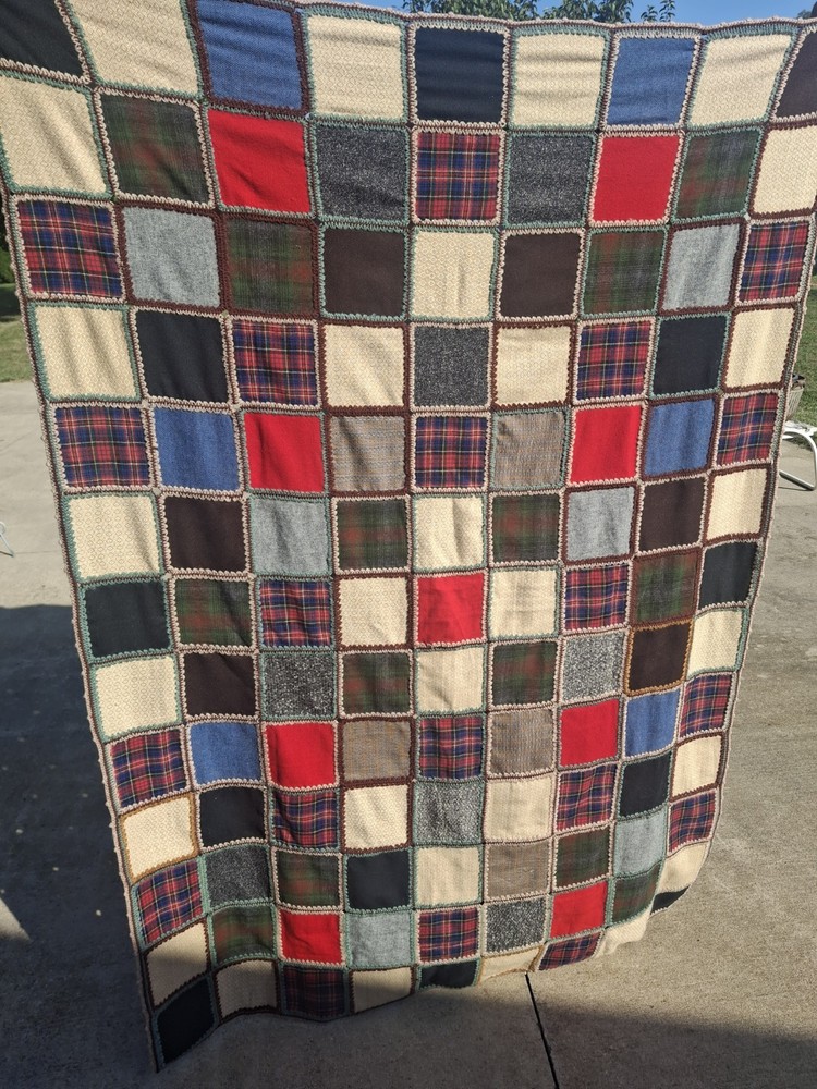 Wool Patchwork Quilt 69 Inches X  51 Inches