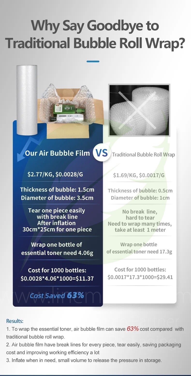 2 PACK 984ft x 16" Air Cushion Machine Film Bubble Pillow Packaging Padding Roll