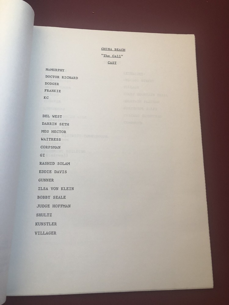 CHINA BEACH TV "Vintage" Script "The Call"