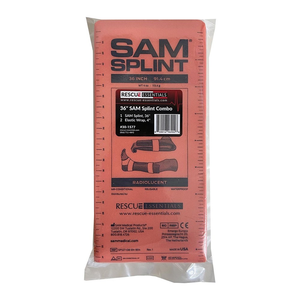 SAM Splint Combo Pack - (36" Orange/Blue Flat Splint with 4" Elastic Wraps)